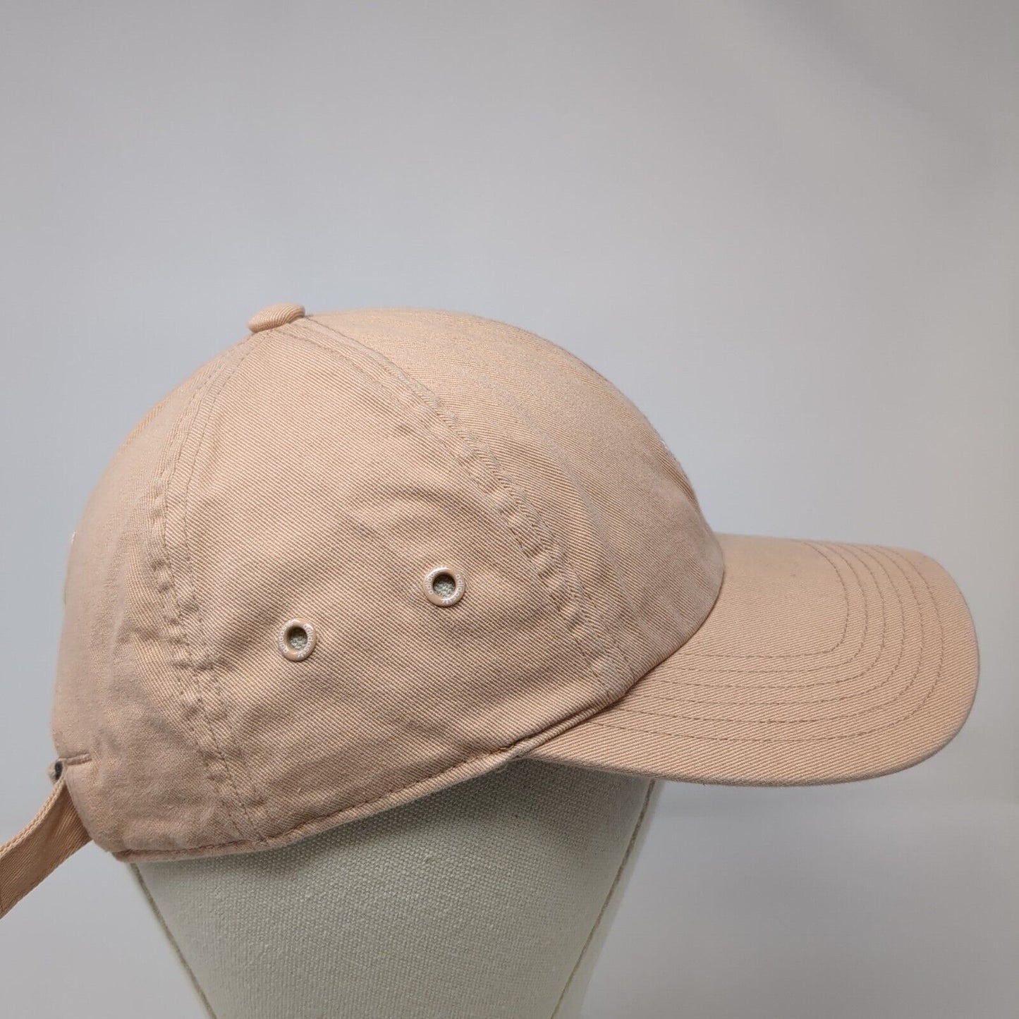 Adidas Slideback Hat Tan OSFA Adjustable Embroidered Trefoil Vented Holes Cotton