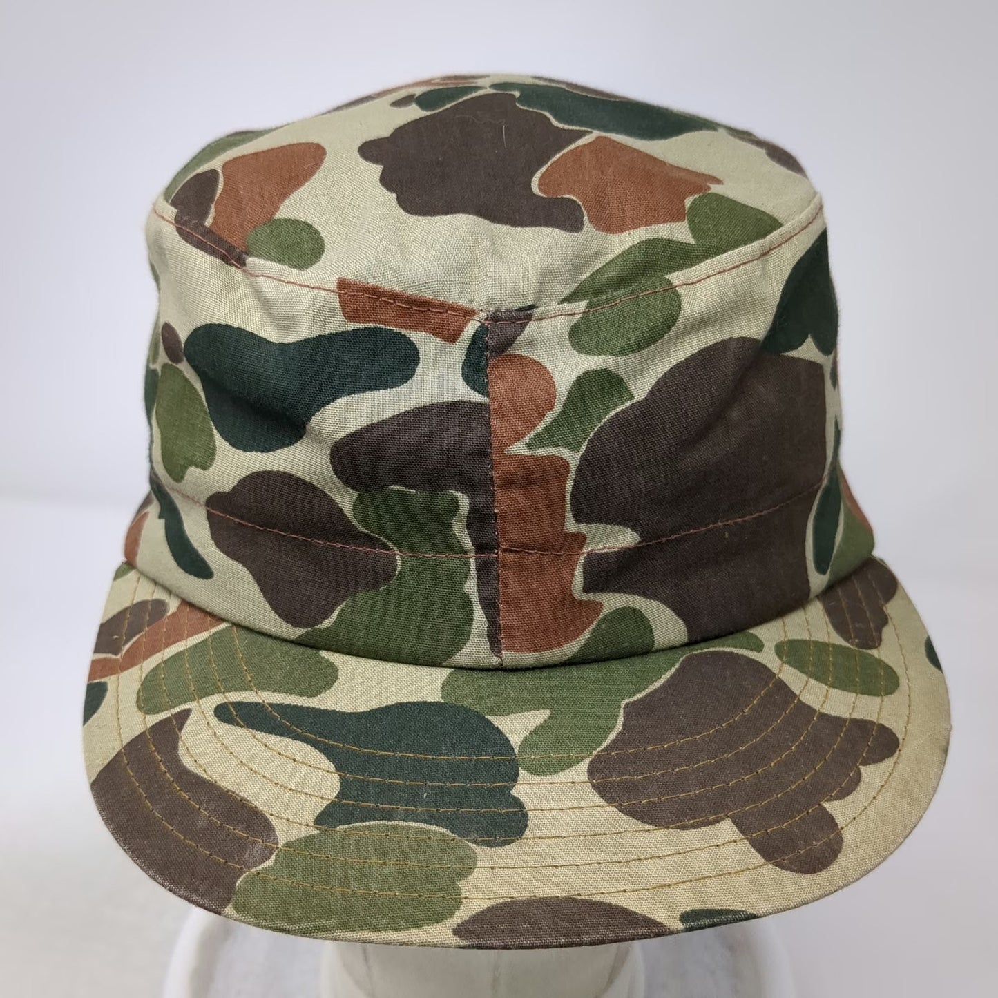 Army Cap Green Camo Vintage Duck Hunter Pattern Hat Flat Top Fitted Hunting