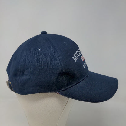 Unbranded Men's Slideback Hat Blue Embroidered Leland Michigan Logo Cotton