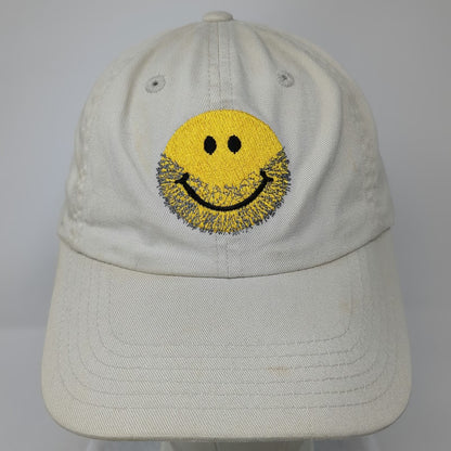 Jeep Baseball Cap Beige One Size Bearded Smiley Face Adjustable Strapback Hat