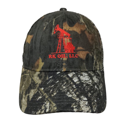 RK Oil LLC Strapback Trucker Hat Camouflage OSFM Adjustable Mesh Back W/Tags
