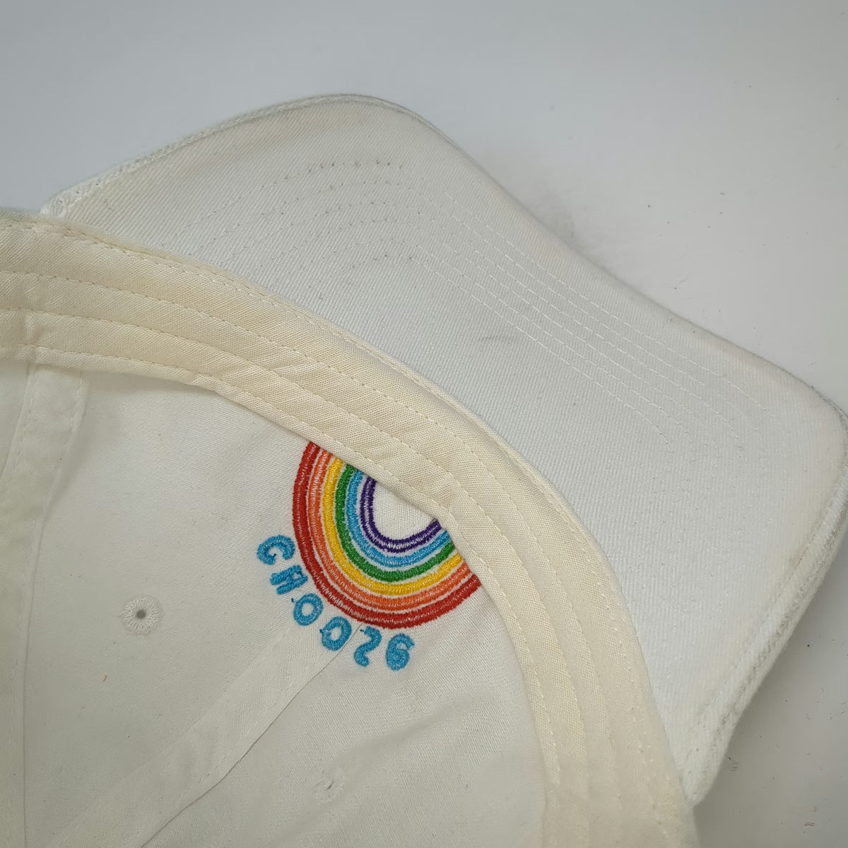 Life is Good Baseball Cap White One Size Choose Kindness Rainbow Strapback Hat