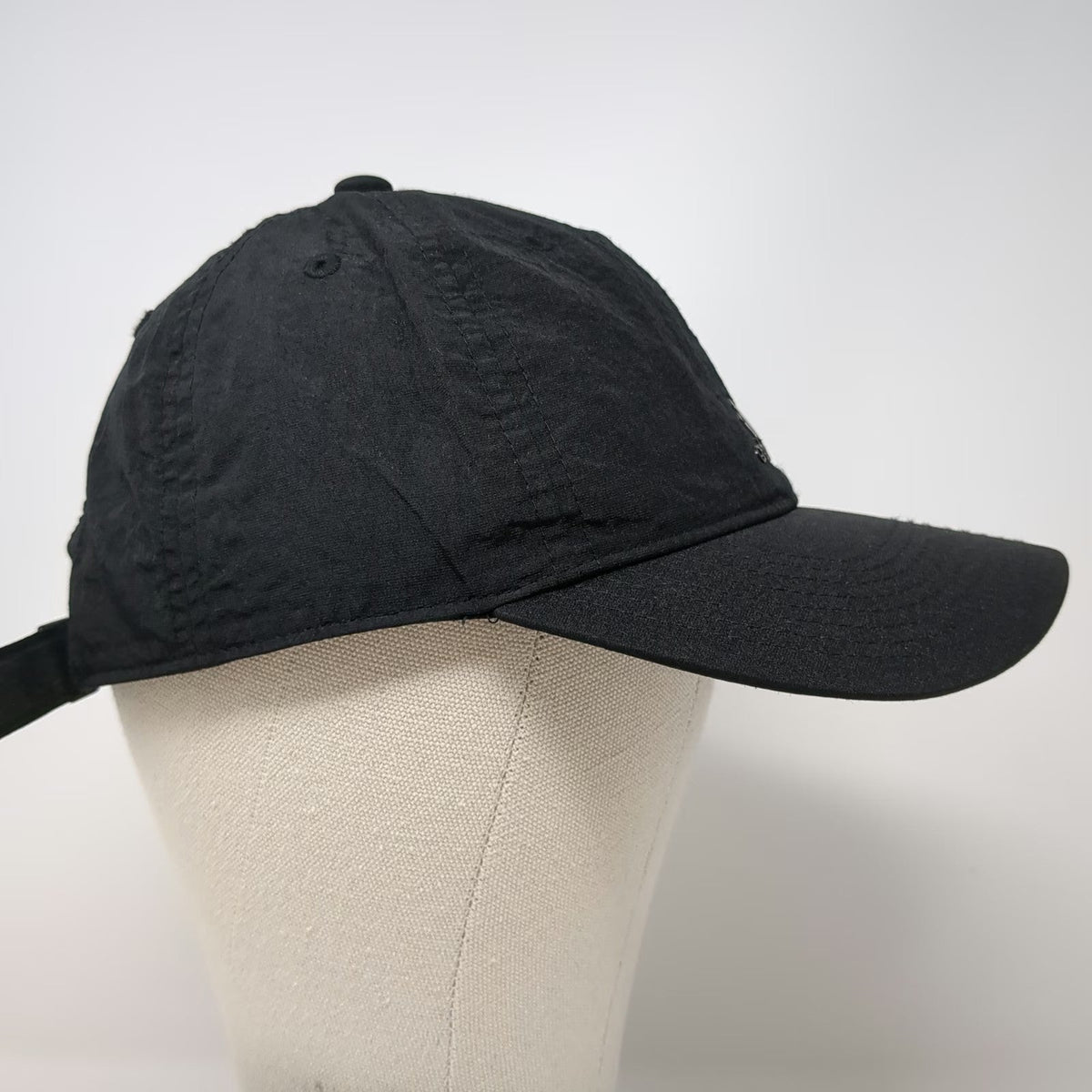 Adidas Baseball Cap Black One Size Slideback Nylon Three Stripe Logo Hat
