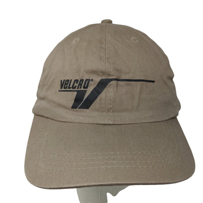 Velcro Brand Men's Slideback Hat Tan 100% Cotton Adjustable Graphic Logo