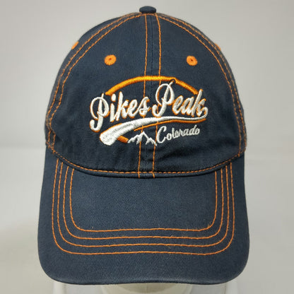 Mountain Baseball Cap Blue OSFM Pikes Peak Colorado Hat Orange Contrast Stitch