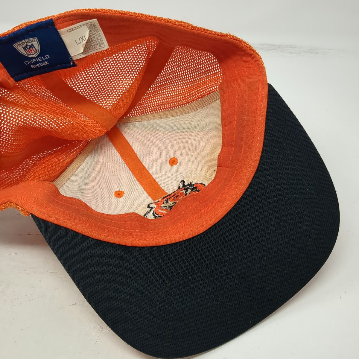 Cincinnati Bengals NFL Reebok Cap Orange XL Mesh Stretch Fit Curved Brim Hat