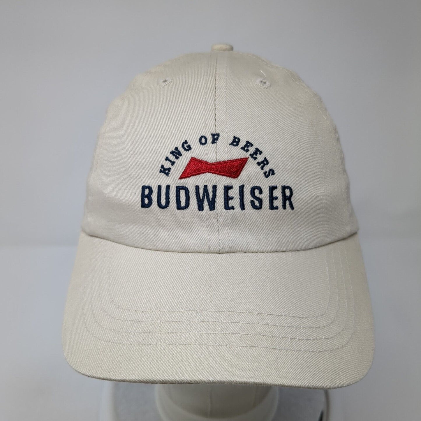 King of Beers Budweiser Strapback Hat Tan One Size Adjustable Embroidered Cotton