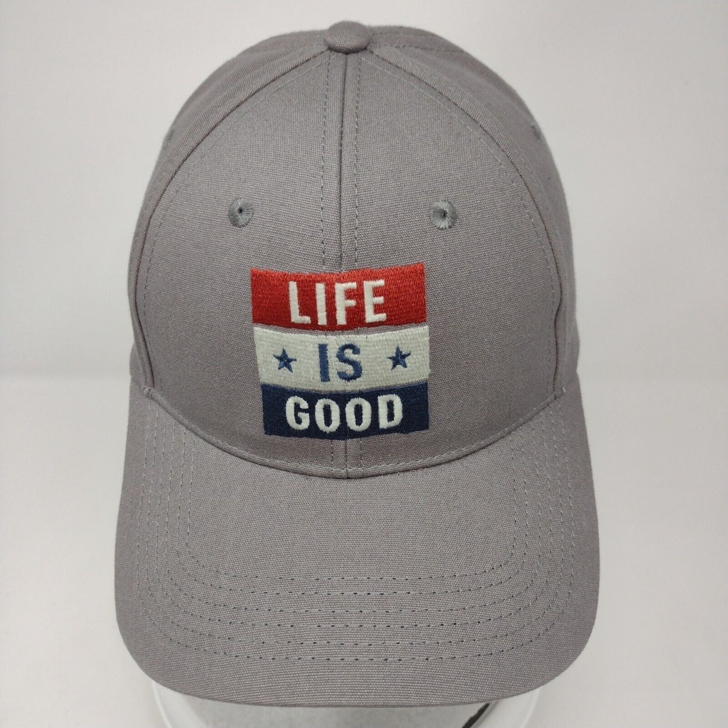Life Is Good Snapback Hat Gray OSFA Adjustable Embroidered 6 Panel