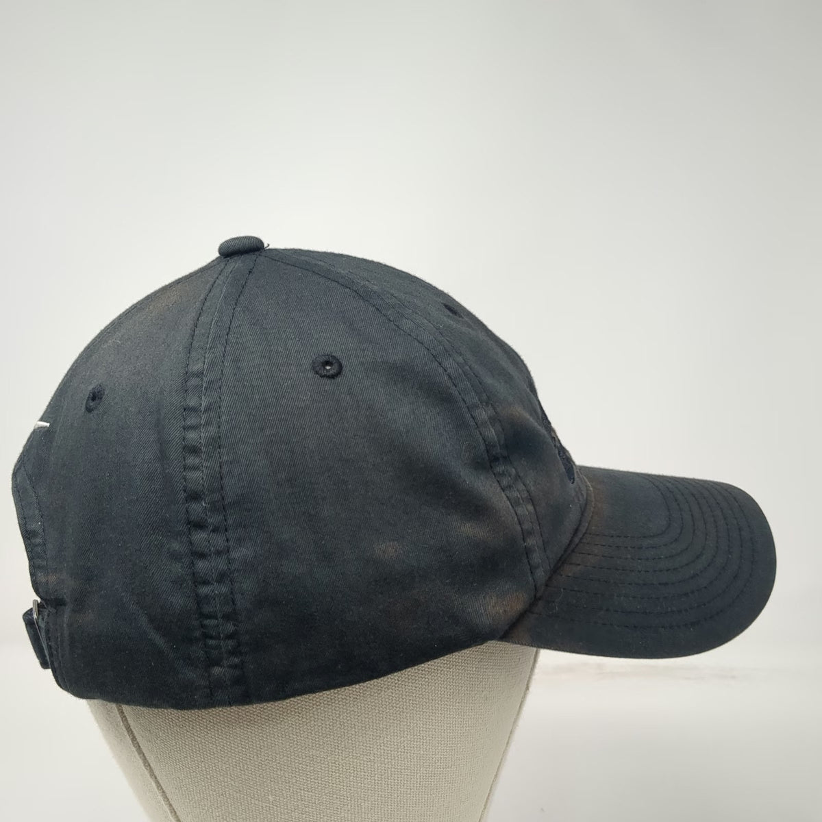 Nike Baseball Cap Black OSFM CSI TV Show Logo Distressed Slideback Hat Swoosh