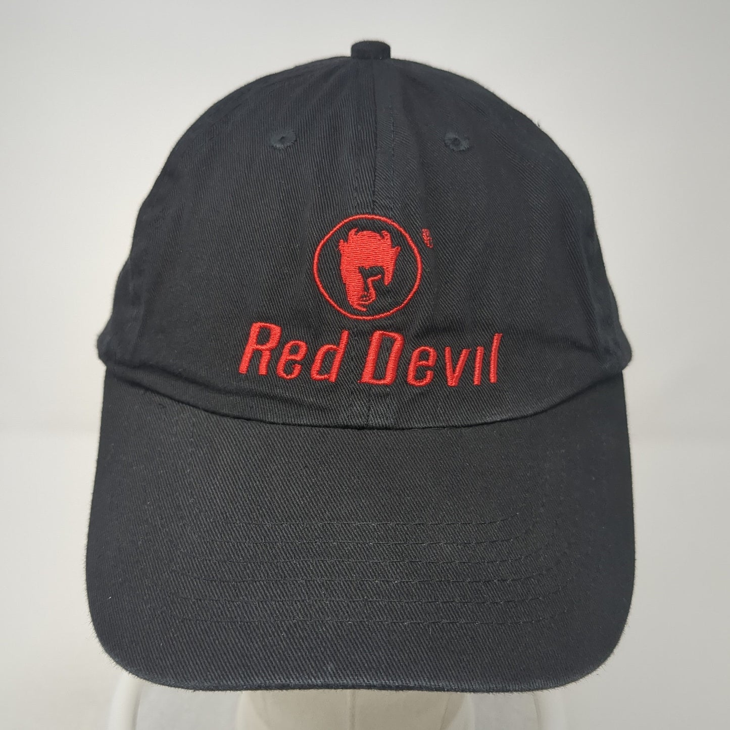 Red Devil Strapback Hat Black One Size Adjustable Embroidered 6 Panel