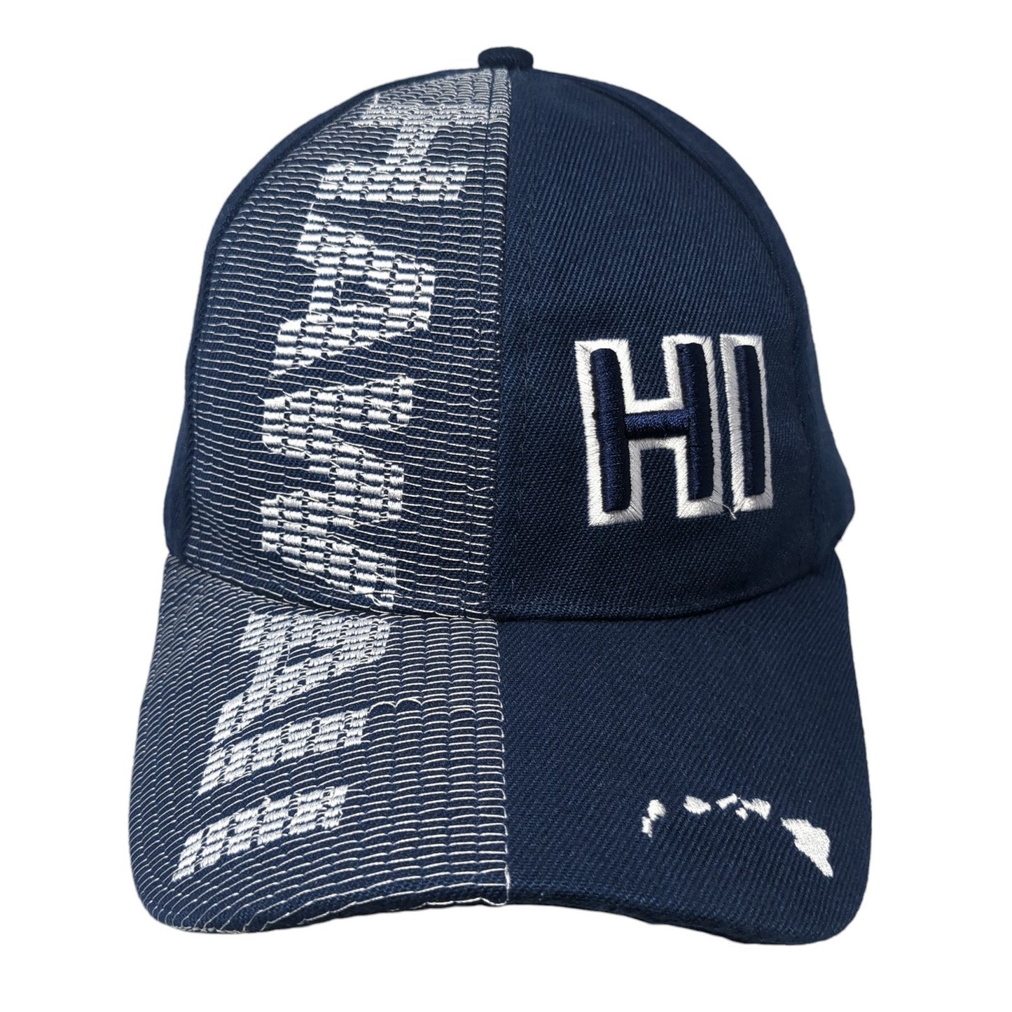 Hawaii HI Strapback Hat Blue One Size Adjustable Embroidered Island Crew