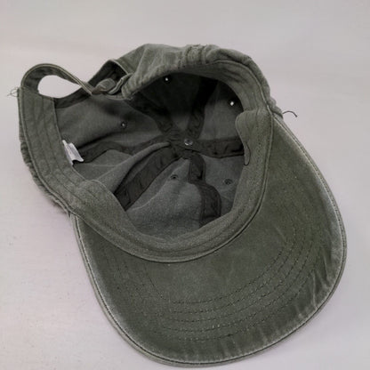 Unbranded Slideback Hat Green OSFM Adjustable Vented Holes 6 Panel Blank