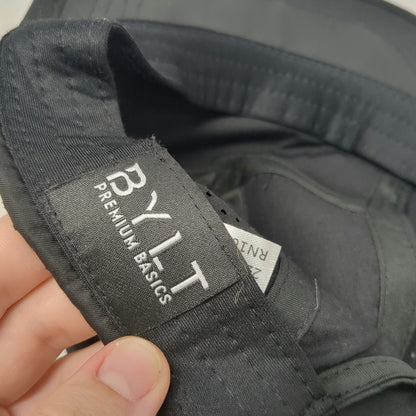 BYLT 5 Panel Black Hat One Size Slideback Laser Cut Mesh Premium Performance Cap