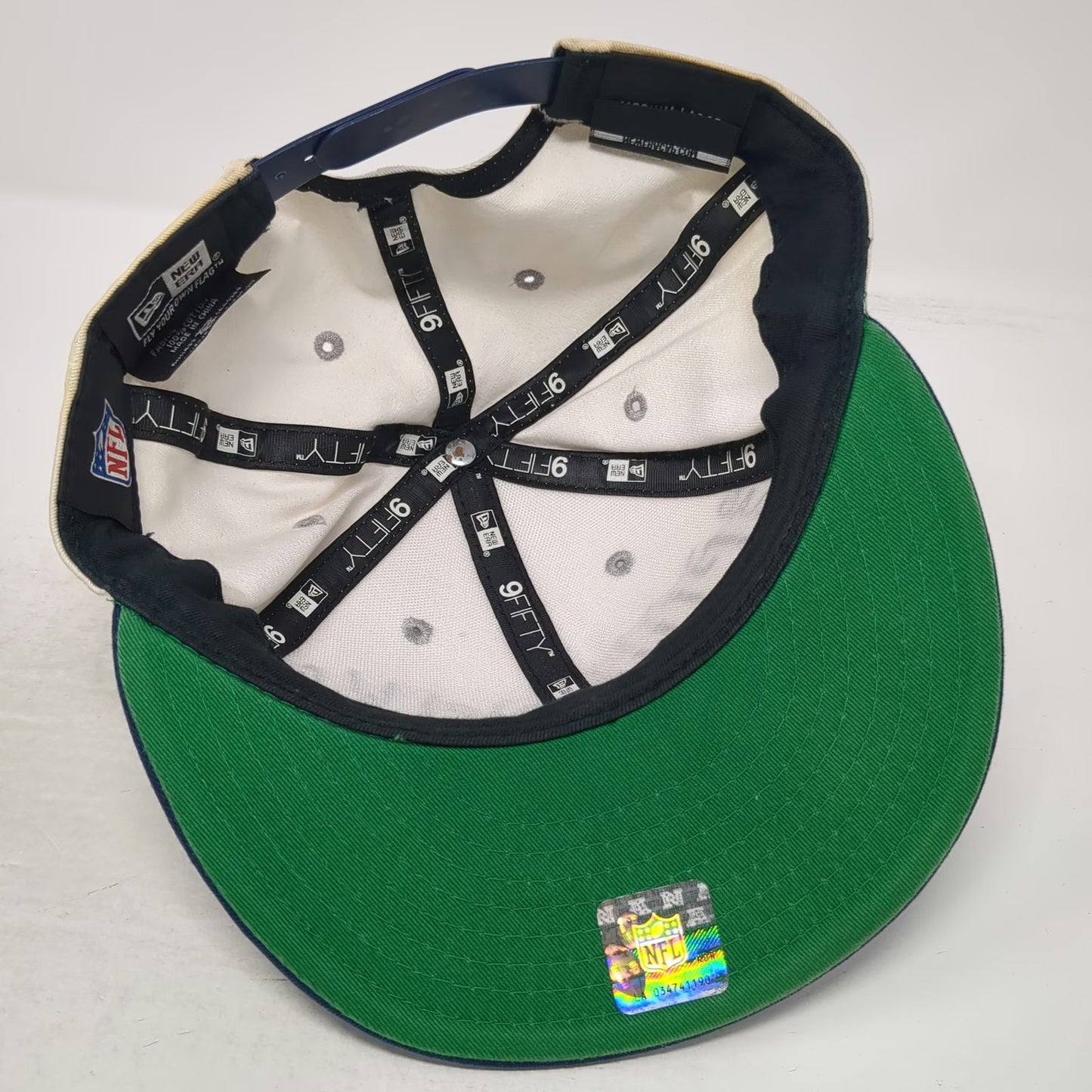 New Era Dallas Cowboys NFL Snapback Hat White Blue Size L Flat Brim Green Under