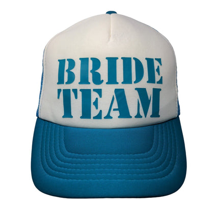 Bride Team Snapback Trucker Hat Blue One Size Adjustable Embroidered Mesh Back
