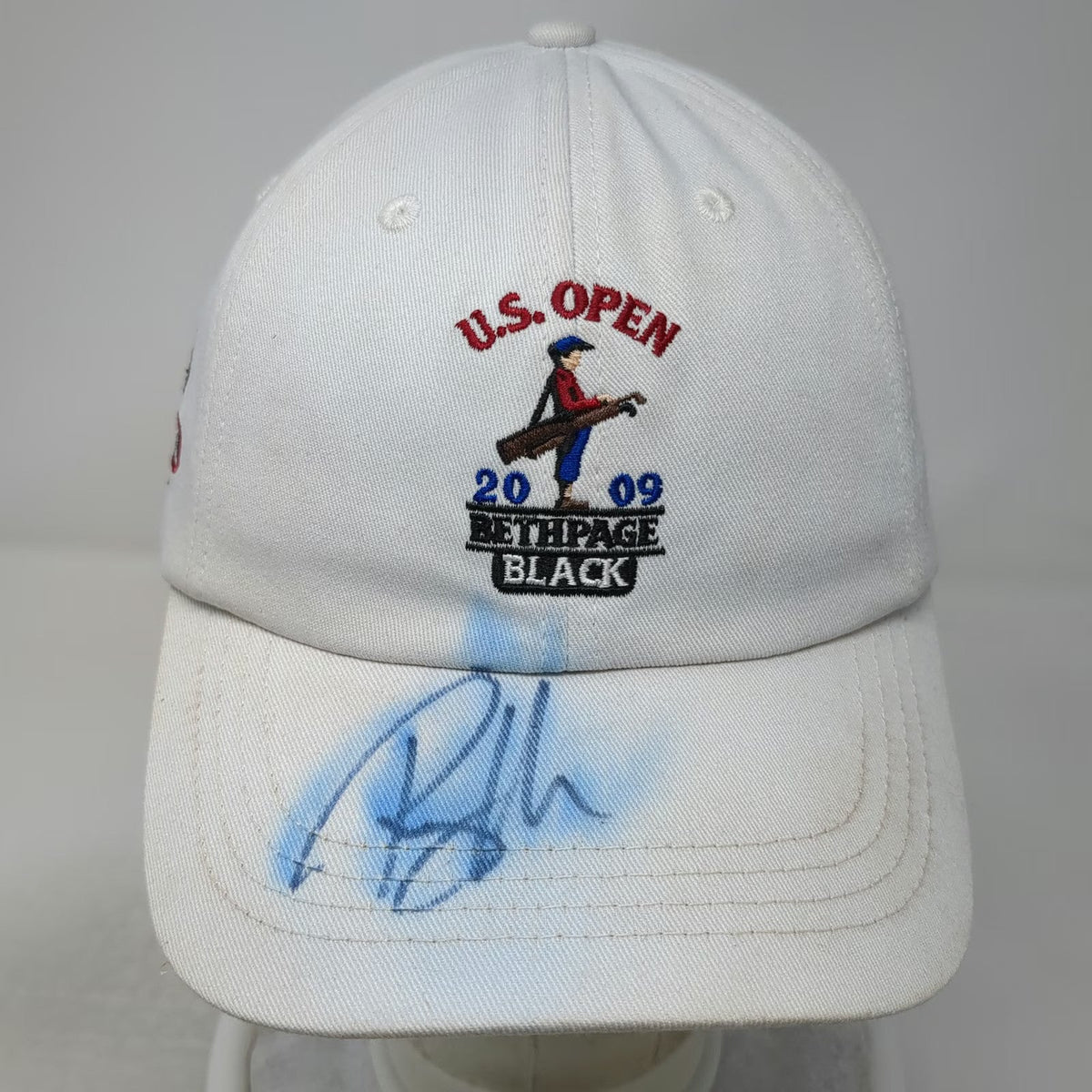 Ahead Baseball Cap White One Size 2009 US Open Bethpage Black Signed Autograph