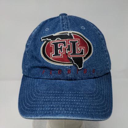 FL Florida Slideback Hat Blue OSFA Adjustable Embroidered Denim Captain Travel