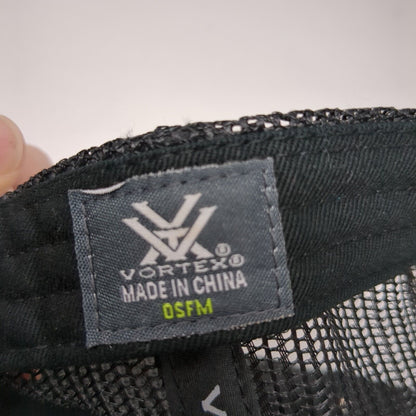 Vortex Snapback Trucker Hat Black OSFM Adjustable Mesh Back Vented Holes