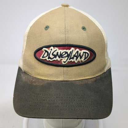 Mickey Inc Disneyland Hat Snapback Beige Brown White Vintage Embroidered Patch