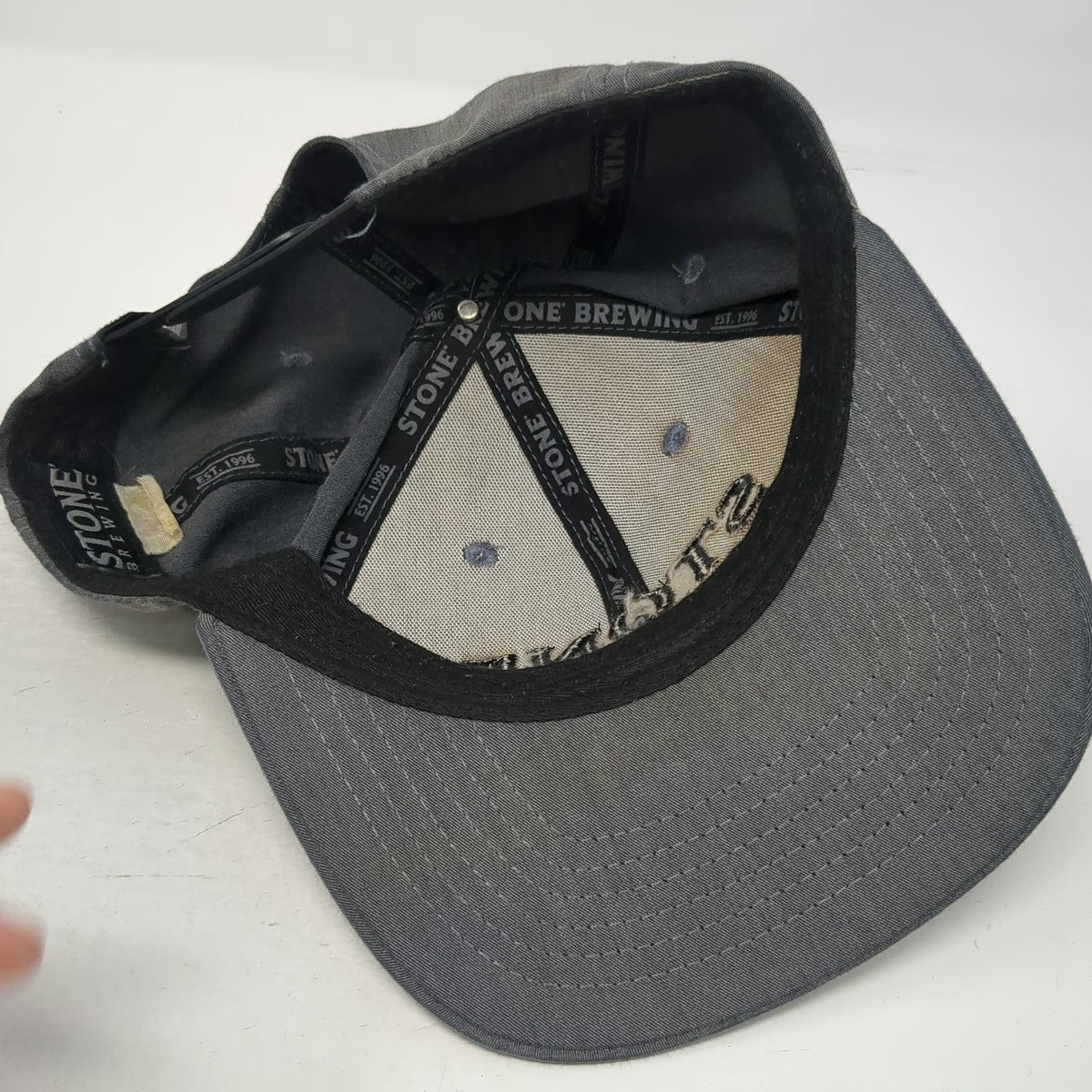 Stone Brewing Snapback Hat Gray One Size Embroidered Logo 6 Panel Baseball Cap