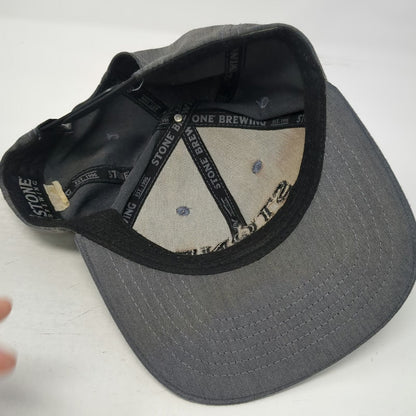 Stone Brewing Snapback Hat Gray One Size Embroidered Logo 6 Panel Baseball Cap