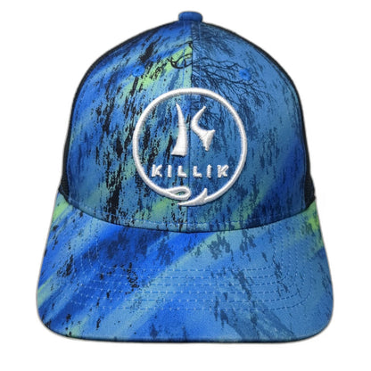 Killik Trucker Hat Blue Black Green White One Size Mesh Snapback Camo Gear