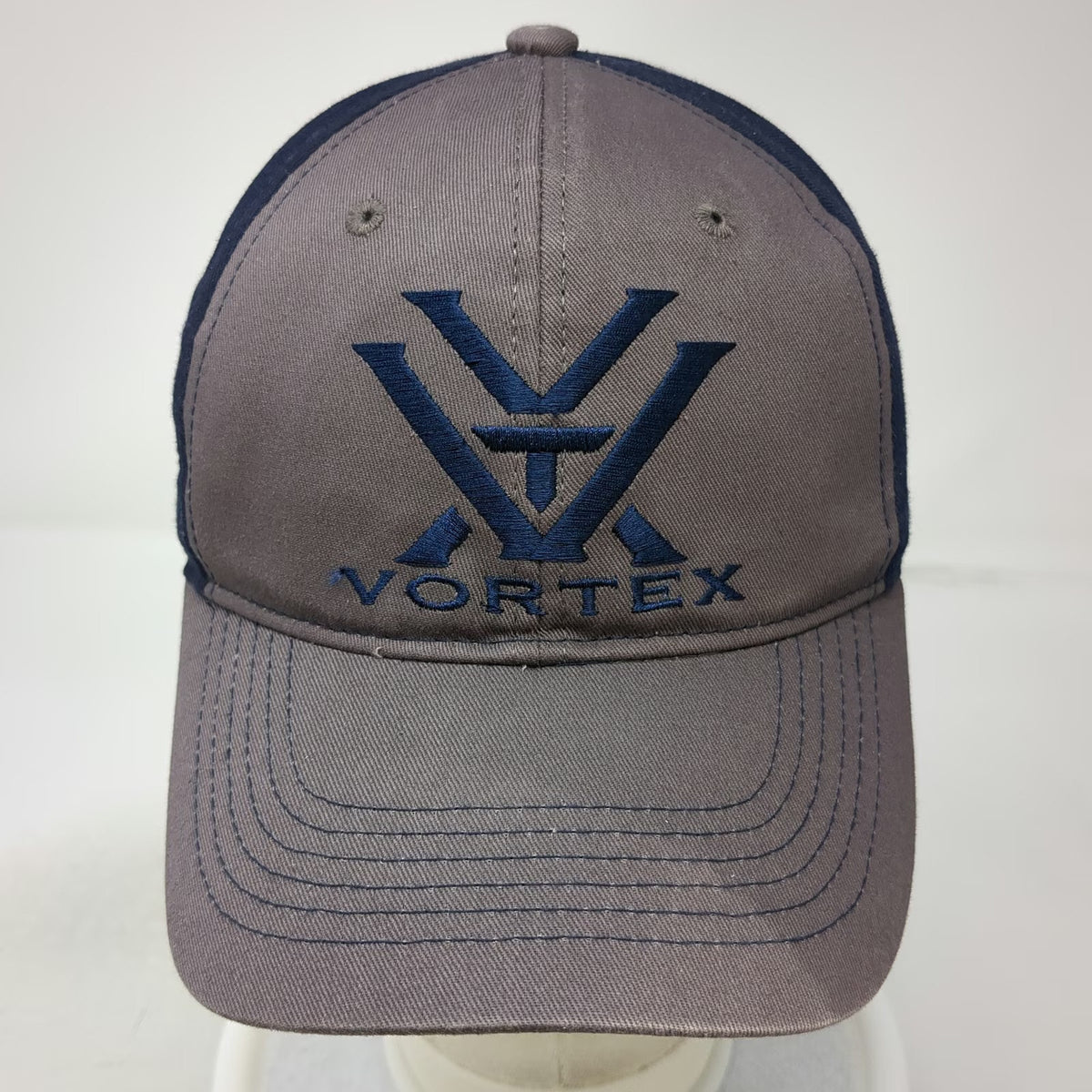 Vortex Snapback Hat Gray Blue One Size Embroidered Logo Two Tone Baseball Cap
