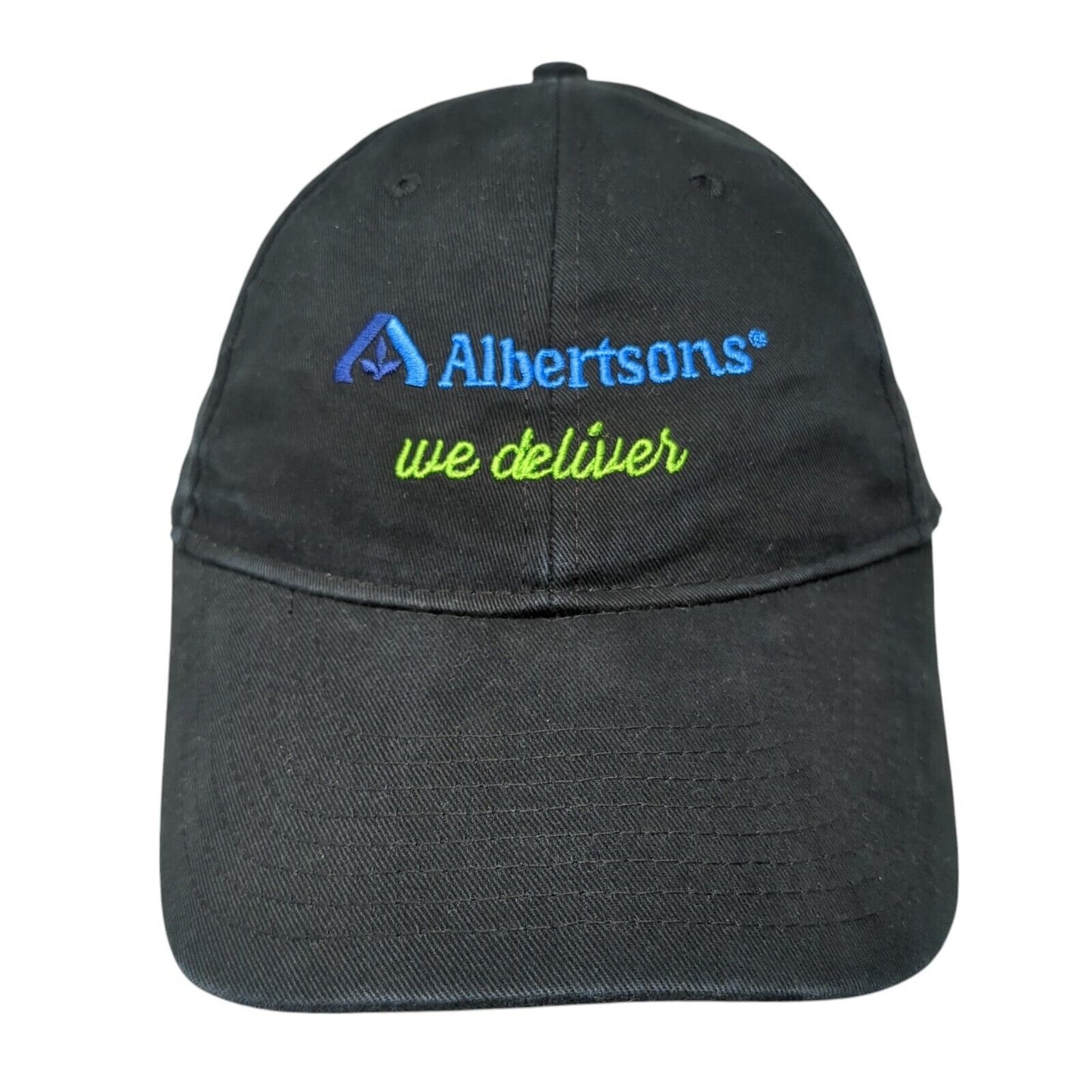 Albertsons We Deliver Strapback Hat Black One Size Adjustable Embroidered KC