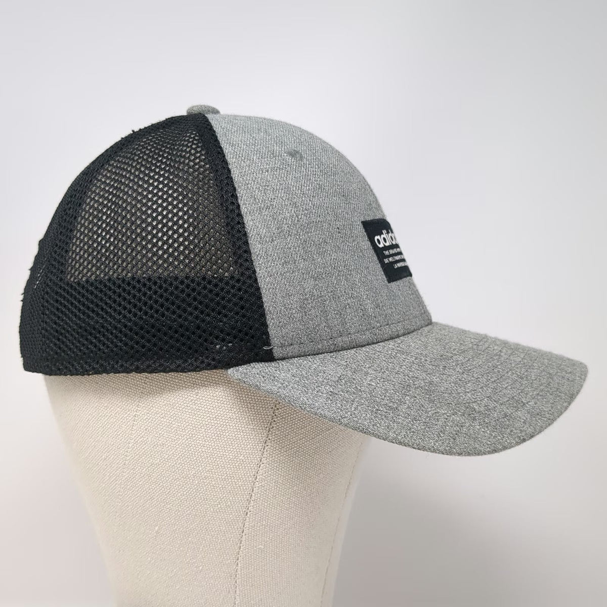 Adidas Gray Trucker Hat One Size Trefoil Logo Snapback Mesh Back 3 Stripes