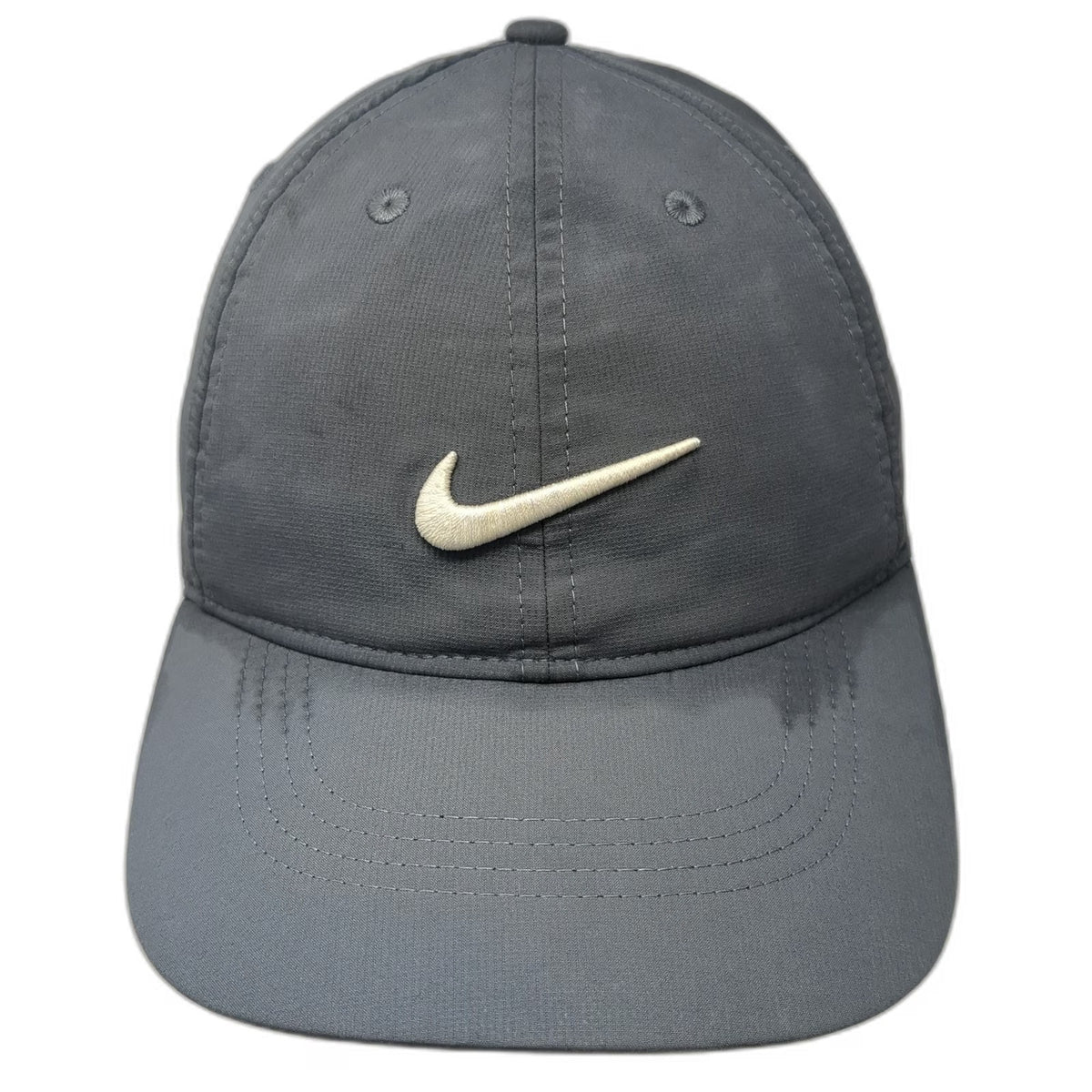 Nike Baseball Cap Gray One Size Strapback Embroidered Swoosh Logo Hat Polyester