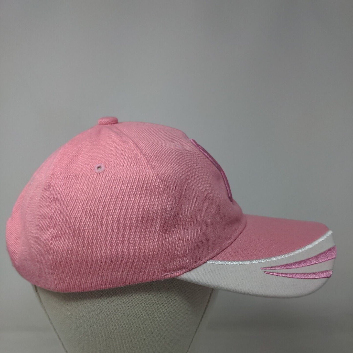 Breast Cancer Awareness Ribbon Strapback Hat Pink OSFA Embroidered