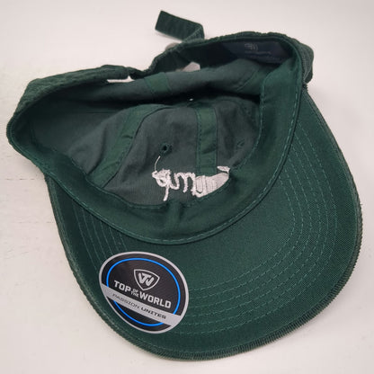 Top of the World Baseball Cap Green One Size Corduroy Slideback Hump Script Hat