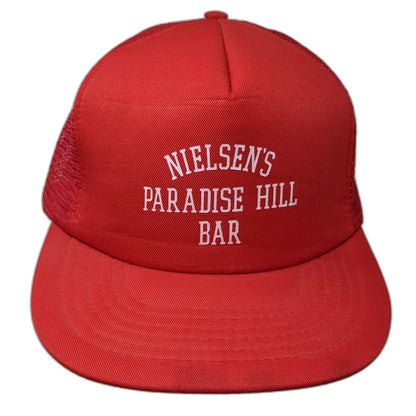 Topac Trucker Hat Red One Size Nielsens Paradise Hill Bar Mesh Snapback