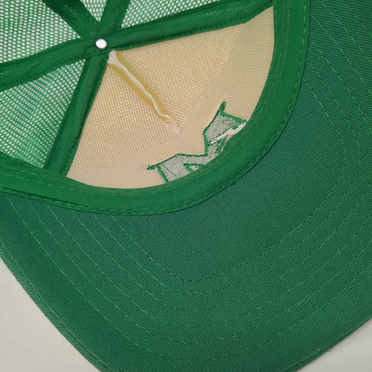 Letter M Snapback Mesh Back Trucker Hat Green One Size Embroidered Logo