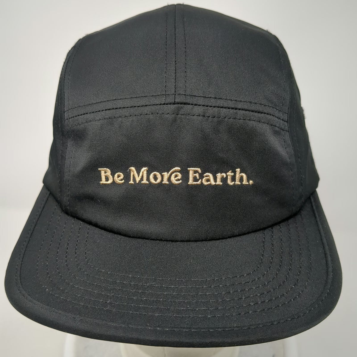 5 Panel Black One Size Hat Be More Earth Slideback Nature's Sunshine Gold Run