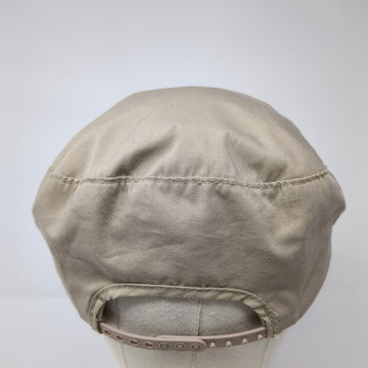 DP Newsboy Flat Cap Tan One Size Adjustable Lightweight Snap Button Blank