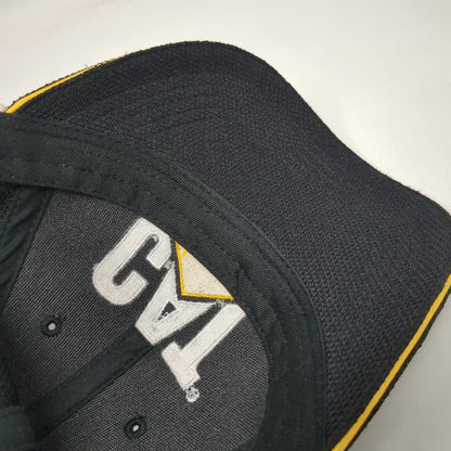 CAT Baseball Cap Black One Size Strapback Polyester Textured Industrial Logo Hat