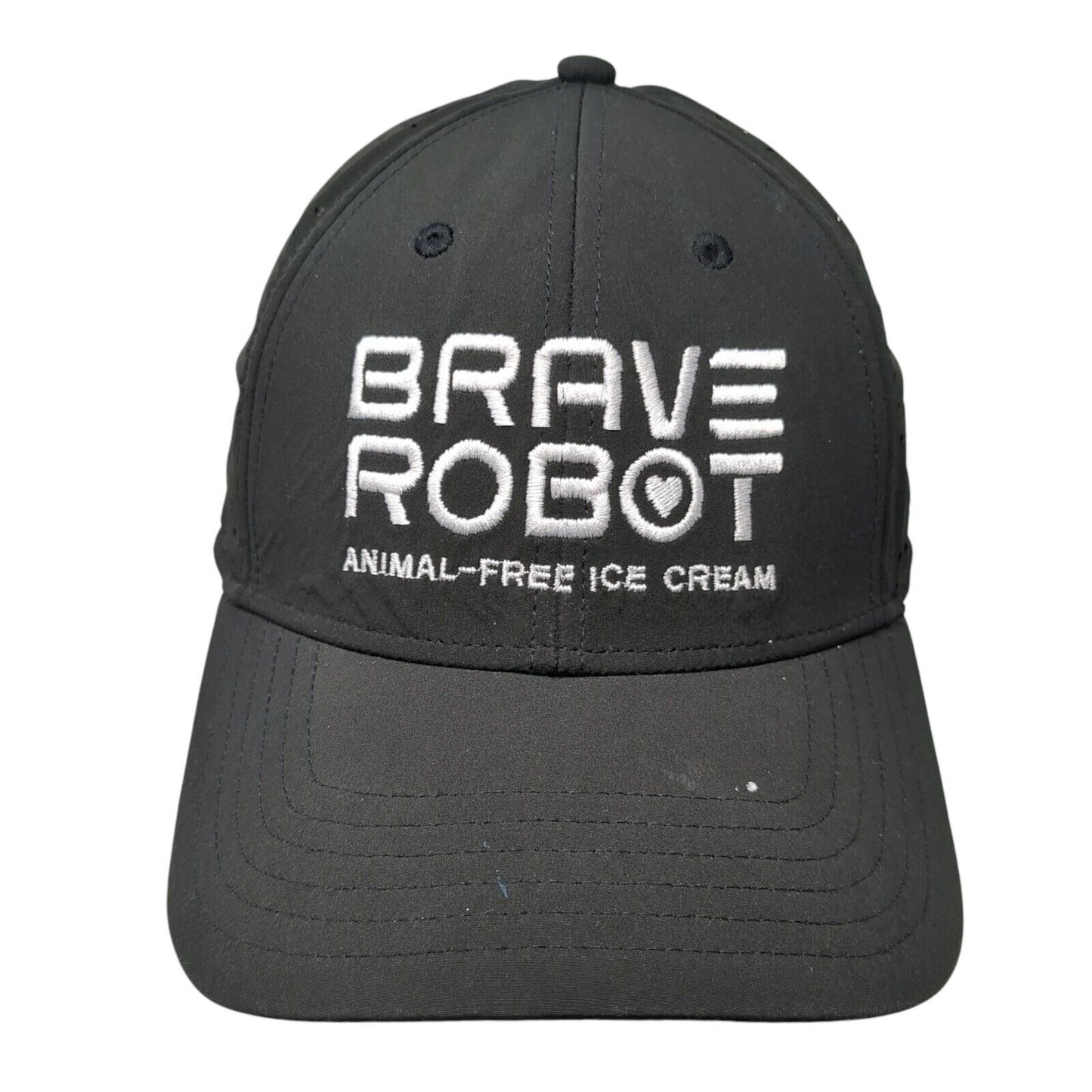 Brave Robot Strapback Hat Black One Size Adjustable Embroidered Laser Cut