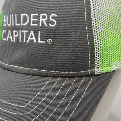 Cap America Builders Capital Trucker Hat Gray Green One Size Mesh Snapback