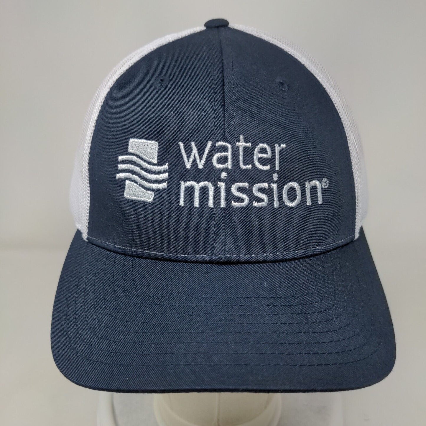 Water Mission Snapback Trucker Hat Blue M/L Embroidered Mesh Back Richardson