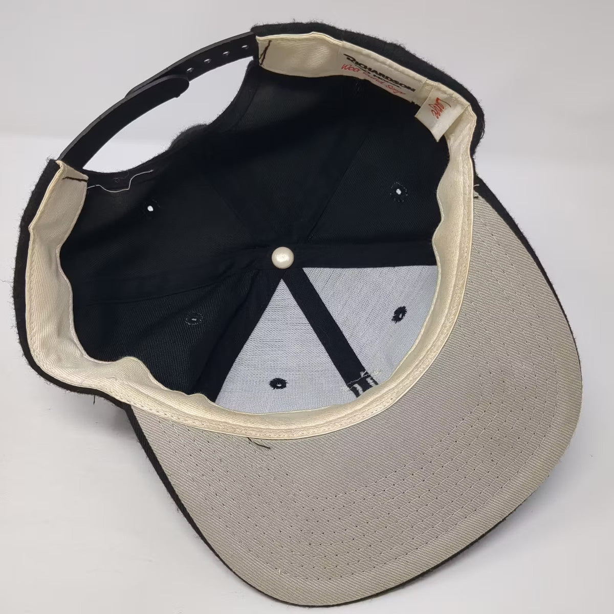 Richardson Pro Model Snapback Hat Black Beige Block I Logo Size L Gray Brim