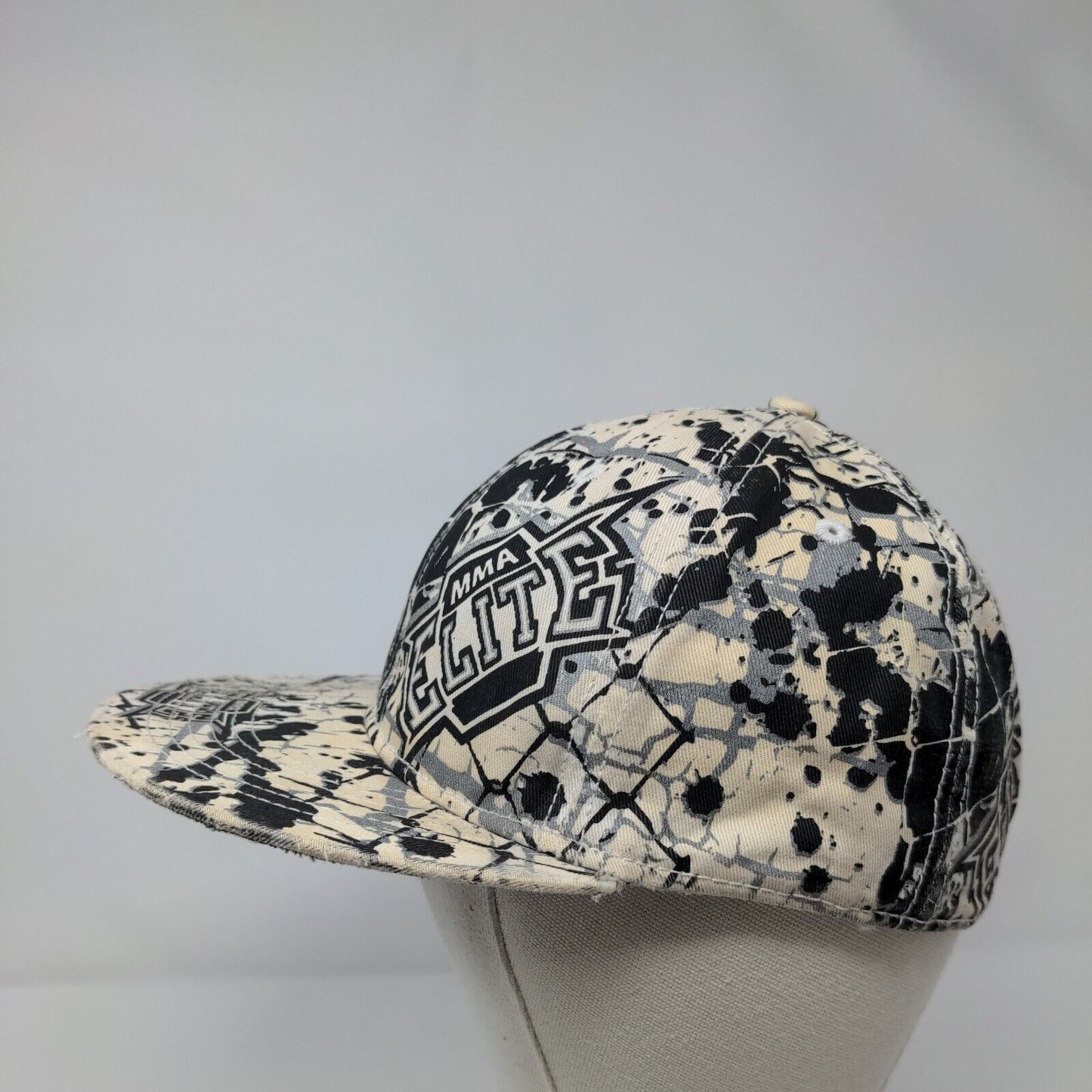 MMA Elite Fitted Hat S/M Embroidered Graphic Print Vented Holes 6 Panel