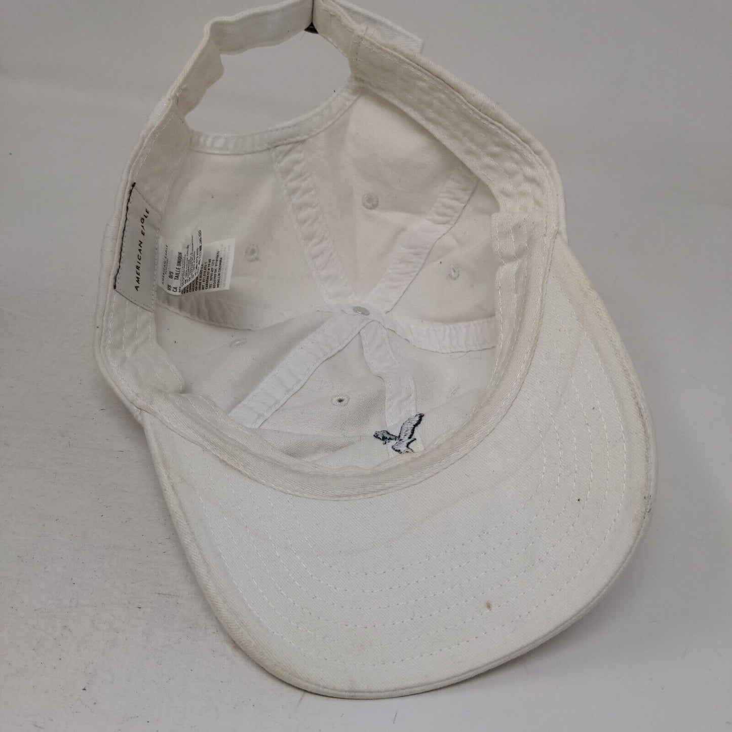 American Eagle Slideback Hat Cream One Size Embroidered Logo 6 Panel