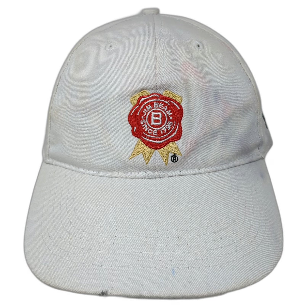Jim Beam Baseball Cap White One Size Slideback Born Barreled USA Logo Hat