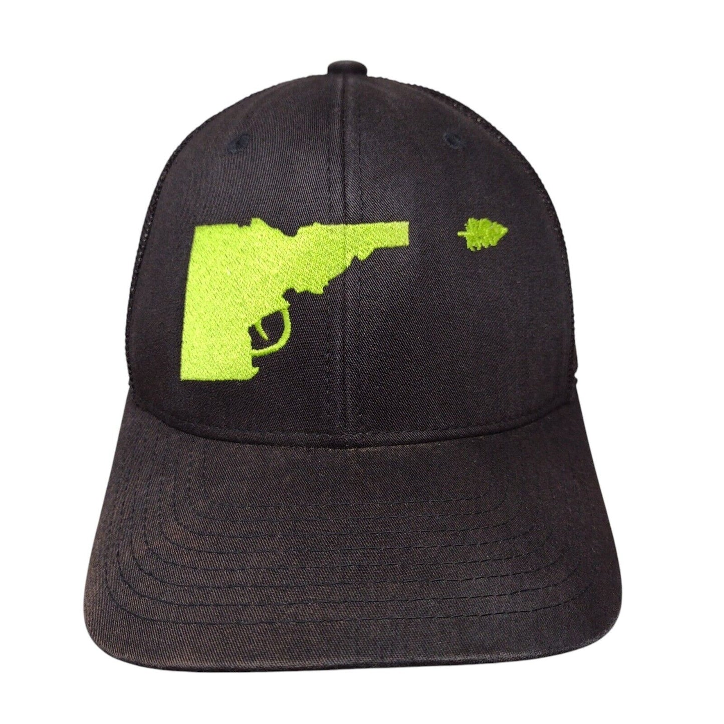 Idaho Gun Fitted Mesh Back Trucker Hat Black OSFA Flexfit Embroidered