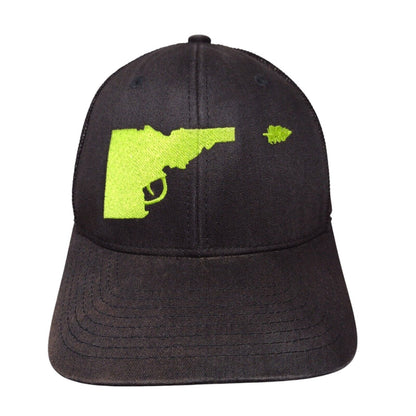 Idaho Gun Fitted Mesh Back Trucker Hat Black OSFA Flexfit Embroidered