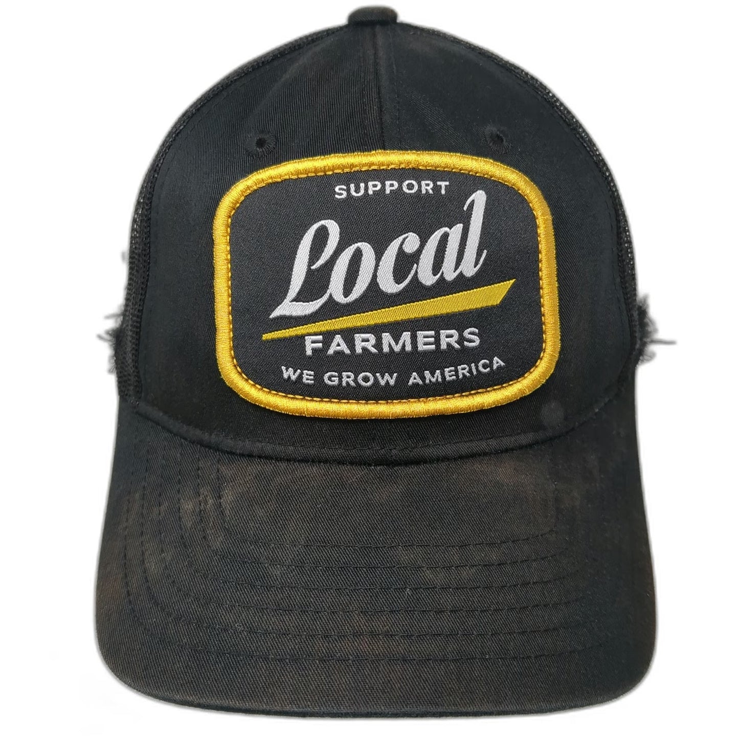 Rural Cloth Trucker Hat Black One Size Support Local Farmers Patch Snapback Mesh