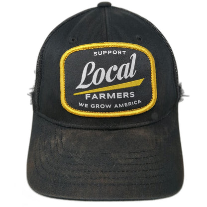 Rural Cloth Trucker Hat Black One Size Support Local Farmers Patch Snapback Mesh