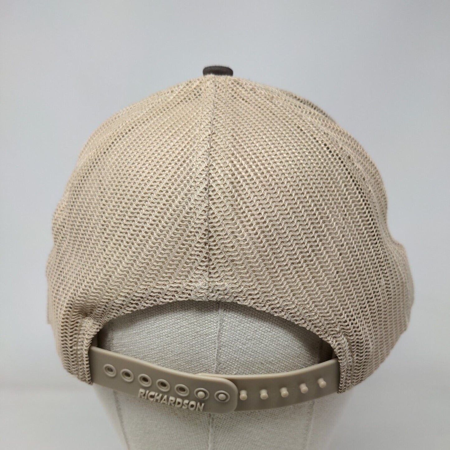 Richardson Snapback Trucker Hat Brown One Size Adjustable Embroidered Mesh Back
