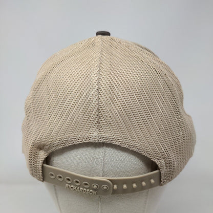 Richardson Snapback Trucker Hat Brown One Size Adjustable Embroidered Mesh Back